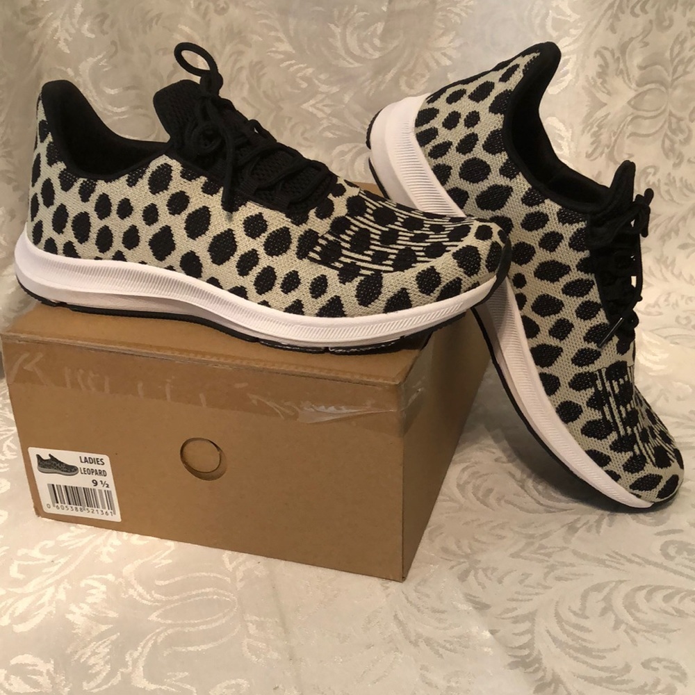 Athletic Works Black & Cream Polka- Dot Tennis Shoe